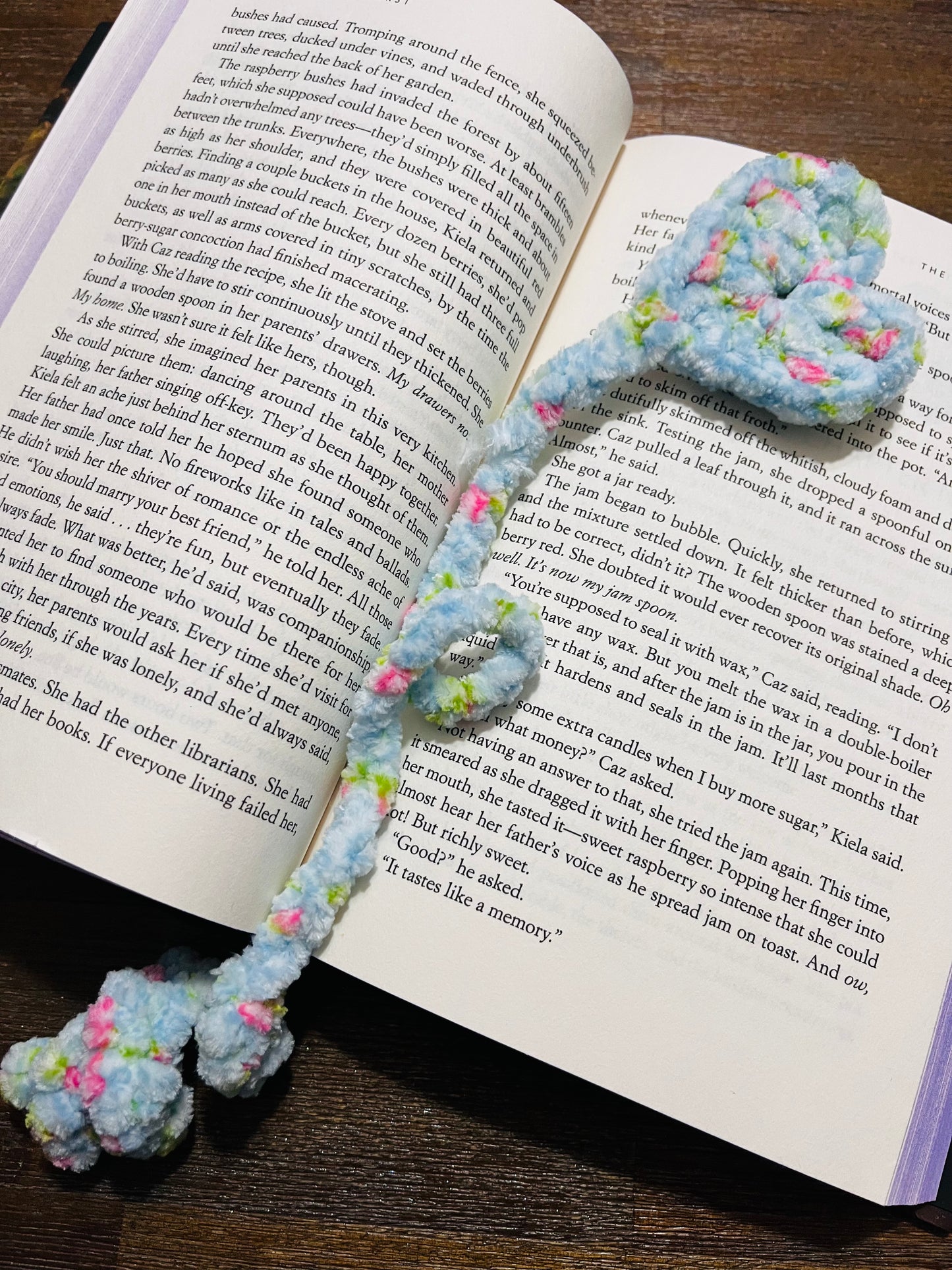 Spring Floral Blue Heart Bookmark