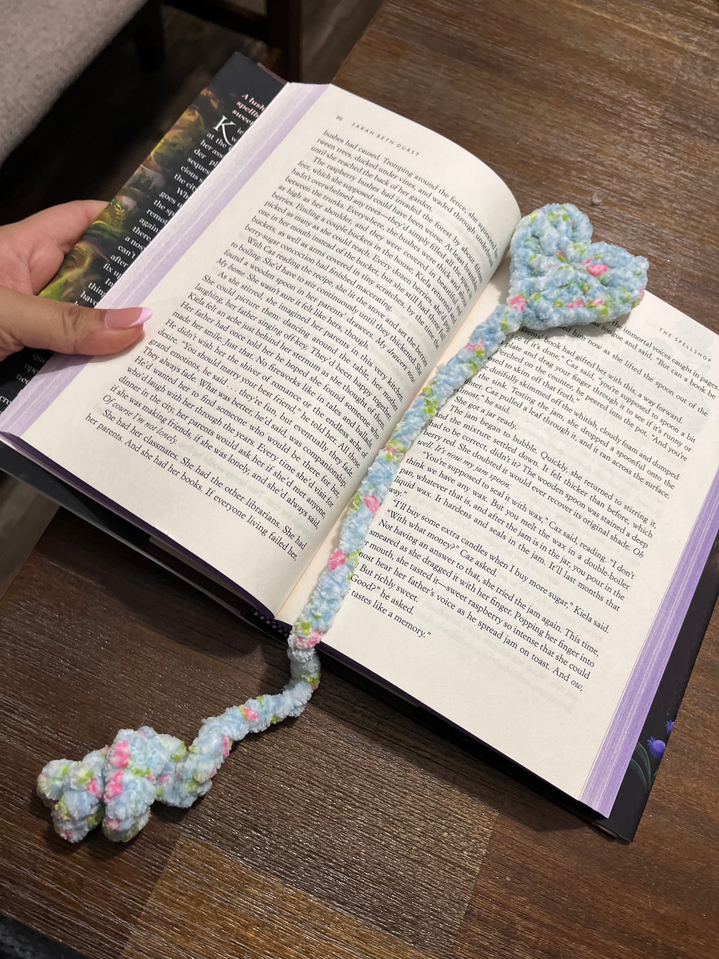 Spring Floral Blue Heart Bookmark